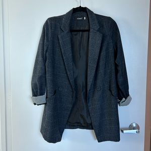 Oversized plaid blazer in blue/gray